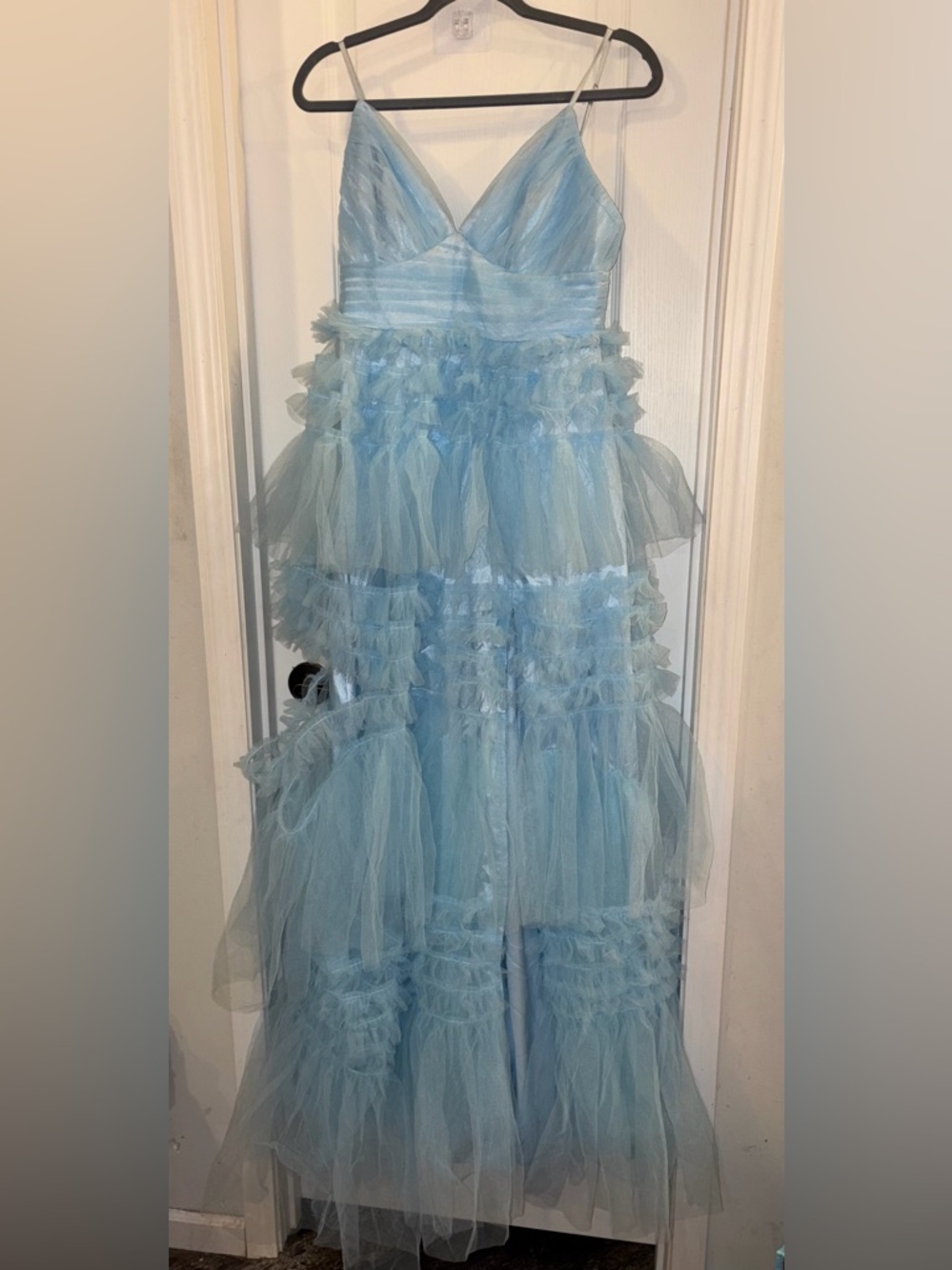 LULU’S Elegant Light Blue Tiered Tulle Evening Dress NWT - Picture 3 of 8